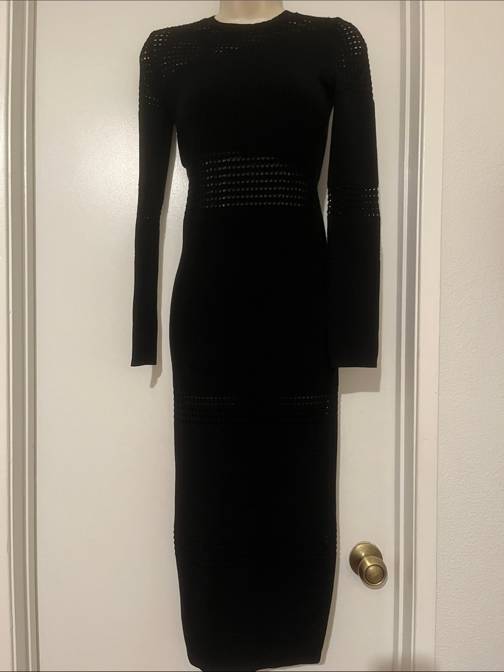 Lovers + Friends Black Long-Sleeve Knit Midi Dress